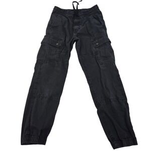 Levis Cargo Joggers Mens Small Black Ripstop Utility Pants Drawstring Distressed